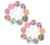 WRITWAA 18pcs Colorful Polymer Clay Lollipop Pendant Charms Rainbow Candy Stick Accessories for Jewelry Making DIY Crafts Necklaces Bracelets Sweet Sugar Charm Set