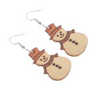 WRITWAA 1pair Wooden Snowman Dangle Earrings for Christmas Cute Holiday Jewelry for Girls and Women Festive Accessory Elegant Wooden Design for Parties