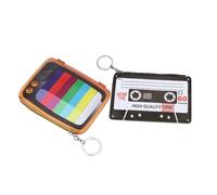 WRITWAA 1pc Cartoon Pu Coin Purse Mini Zipper Wallet Key Bag for Boy Girl and Women Adorable Tv Pattern Design with Key Chain Ring for Coins and Accessories