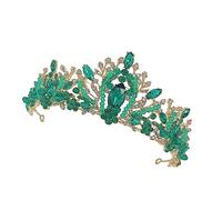 WRITWAA 1pc Crystal Crown Bridal Headband with Green Diamond Accents Durable Rhinestone Headdress for Brides Bridesmaids and Lightweight Wedding Hair Accessories for Memorable Moments
