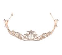 WRITWAA 1pc High End Star Pearl Crystal Crown Headdress Elegant Wedding Tiara for Bride Delicate Fairy Headpiece for Special Occasions Chic Rhinestone Hair Accessory Bridal Prom Decoration