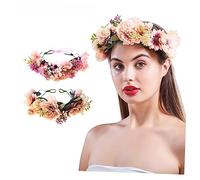 WRITWAA 1PC Pink Floral Wreath Headband Lightweight Bridal Hair Accessory for Parties Festivals and Photoshoots Comfortable Flower Crown for Women for Weddings and Cosplay