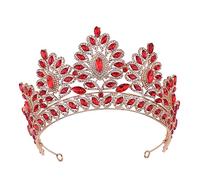 WRITWAA 1pc Rhinestone Bridal Tiara Rhinestone Hair Accessories Holy Communion Wedding Headpiece for Bride Wedding Crown for Bride Hair Accessories for Women Wedding Princess Bride Red