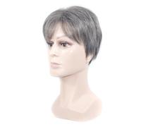 WRITWAA 1pc Short Grey Silver Wig for Men High Temperature Fiber Realistic Hairpiece with Bangs Comfortable Breathable Daily Use Headwear Gift for Fathers and Male Friends