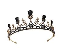 WRITWAA 1Pc Vintage Bride Crown Tiara Hair Accessory for Weddings Cosplay and Special Occasions Gold Black Design for Birthday and Celebrations