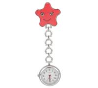 WRITWAA 1piece Pocket Watch Clip Vintage Design Cute Cartoon Nursing Watch for Healthcare Workers and Lightweight for Doctors and Red No Battery Included