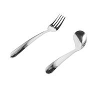 WRITWAA 1Set Angled Assist Tableware Curved Spoon Fork for Elderly Patients Comfortable Feeding Utensils for Individuals with Grip Challenges