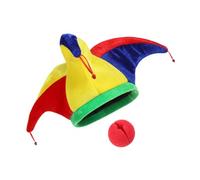WRITWAA 1set Clown Hat with Bells and Nose Funny Carnival Costume Accessory for Parties and Parades Multi-occasion Use for Christmas Gras and Masquerade Celebrations