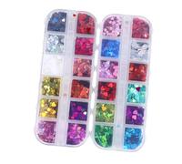 WRITWAA 2 Boxes Love Heart Nail Sequins Manicure Glitter Sequin 5.11x1.97x0.59inch PVC Material Sparkling Effect Creative Shiny Style Suitable for Stage Performance