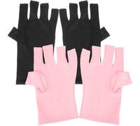 WRITWAA 2 Pairs Fingerless Polyester Manicure Gloves with UV Protection, Skin-Friendly and Comfortable for Nail Art and Manicure Routine