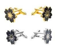 WRITWAA 2 Pairs Lightweight Cherry Blossom Flower Cufflinks for Women Elegant Vintage Shirt Studs Secure Fit Shirt Sleeve Jewelry Business Formal Clothes Accessory