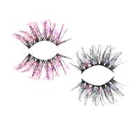 WRITWAA 2 Pairs Luminous Glitter False Eyelashes Night Glow Faux Eyelash Extensions for Party Date Club Eye Makeup Dramatic Volume and Sparkling Charm