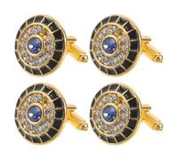 WRITWAA 2 Pairs Men’s Evil Eye Crystal Cufflinks and French-style Metal Shirt Studs Set for Formal Suit, Tuxedo Accessories for Party, Wedding, and Anniversary