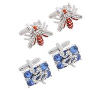 WRITWAA 2 Pairs Men's Bee and Snake Cufflinks Tuxedo Studs Vintage Metal Shirt Buttons for Formal Business Weddings Anniversaries Unique Him
