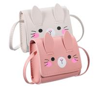 WRITWAA 2 Pcs Cute Bunny Purse for PU Material Crossbody Bag with Flip Cover and Button Adorable Rabbit Shape Shoulder Purse for Teens Travel and Daily Use White Pink