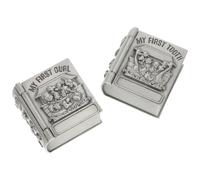WRITWAA 2 Pcs First Tooth and Lanugo Keepsake Boxes, Silver Metal Curl and Tooth Storage Containers, Memory Treasure Chest for Nursery and