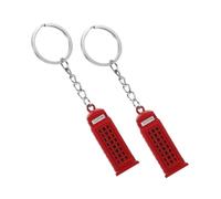 WRITWAA 2 Pieces London Telephone Box Key Pendant, Red Zinc Alloy, Travel Gift, England Souvenir, Car Key Holder, Bag, Purse Decoration, red, 10.60X1.50X1.30CM, Minimal