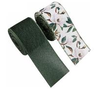 WRITWAA 2 Rolls Magnolia Wired Ribbon with Linen Material and Iron Wire Edge Vintage Floral Ribbon 6.3cm X 5 Yards Holds Shape Perfectly and Wrapping