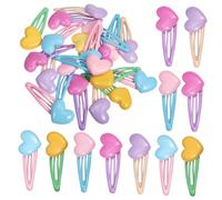 WRITWAA 20 Pcs Heart Snap Hair Clips Cute Kawaii Barrettes in Pink Rose Pink Yellow Lake Blue Purple Versatile Hair Accessories for Teens for Daily Wear and Parties