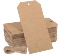 WRITWAA 200 Pcs Kraft Paper Shipping Tags with 20m Jute String Blank Manila Wire Label Tags for Clothing Inventory and DIY Craft 12x6cm for Industrial Packaging