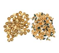 WRITWAA 200 Sets Mm Rhinestone Rivets for DIY Bags and Belts, Decorative Metal Nail Studs with Crystal Accents, Golden Colour, Resist Wear and Tear, for Personal Crafts and Unique