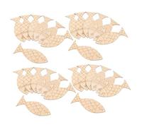WRITWAA 200pcs Wooden Fish Wall Hanging Decor Coastal Beach Themed Rustic Nautical Fish Sculpture Mediterranean Style Handcrafted Ornament for DIY Painting and Coastal Home Decoration