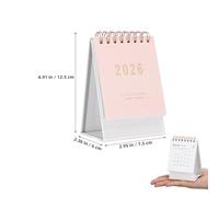 WRITWAA 2026 Mini Desk Calendar Pink Paper Small Portable Desktop Calendar for Schedule Planning and Note-taking, Minimalist Sl esign for Home and On-the-go Use