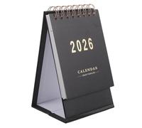 WRITWAA 2026 Mini Desk Calendar Standing Flip Small Table Calendar Paper Material Easy Scheduling and Planning Black Colour Minimalist Style for On-the-go Use and School