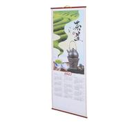 WRITWAA 2027 Chinese Calendar Year of The Goat Wall Hanging Scroll Calendar with Lunar Phases Tracker Paper Material Traditional Chinese Style for Living Room Wall and Home Decor