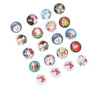 WRITWAA 20Pcs 8Mm Glass Round Tiles Christmas Pattern DIY Jewelry Accessories Craft Supplies for Holiday Decorations