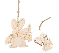 WRITWAA 20pcs Easter DIY Wood Slices Unfinished Wood Chips 7x8cm Painted Wooden Hanging Decorations for Holiday Crafting and Easter Party Decor