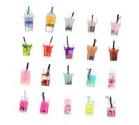 WRITWAA 20pcs Mini Milk Tea Cup Resin Charms DIY Accessories for Dollhouse Decoration Food-grade Material Mixed Styles for Crafting Unique Phone Cases and Hairpins