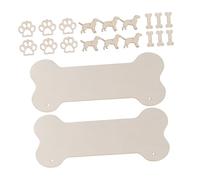 WRITWAA 20pcs Natural Wood Dog Bone Sign Set with Hanging Unfinished DIY Craft Plaques for Painting and Home Decoration Kit Including Mini Paw Prints and Dog Shapes Safe Material