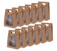 WRITWAA 20pcs Paper Bags for Packaging Bowknot Ribbon Bag Bakery Light Brown Kraft Paper with Windowed Ribbon Detail Bow Protecting Goods from Damage Easy Open Festive Giftgiving Birthdays