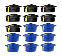 WRITWAA 20pcs Paper Graduation Caps Graduation Season Party Decorations for, Students, and Doctors Black and Blue Photo Props