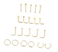 WRITWAA 21 pcs Stainless Steel Nose Rings for Women Hypoallergenic Metal Nose Piercing Jewelry Delicate Gold Tone Hoops with Unique Design Comfortable and Stylish for Everyday Wear