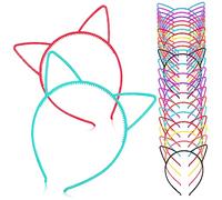 WRITWAA 24pcs Cat Ear Headband for Adults Women Party Cosplay Halloween Hair Accessories Grey Tabby Costume Decorations