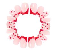 WRITWAA 24pcs Heart False Nails Full Nail Tips Abs Material Full Coverage Easy Application Cute Romantic Style for Valentine's Day Special Occasion