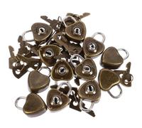 WRITWAA 25pcs Antique Heart Lock with Keys for Couples Wish Lock or Wallet Ornaments, Iron Material, Coffee Colour, Retro Style, Not Easy to Fade or Wear, Lightweight and Heart-Shaped