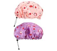 WRITWAA 2pcs Adjustable Double Layer Shower Caps for Women Large Peva Bath Hat Soft Hair Cover with Strap for Long Thick Hair Spa and Household Use
