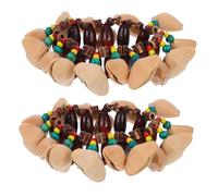 WRITWAA 2Pcs African Tribal Style Nut Shell Handbells Bright Color Percussion Instrument Creative Djembe Bracelet for Party Dance Music