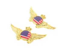 WRITWAA 2pcs American Flag Metal Car Badge with Wings, Heavy Duty Chrome Emblem Decals for Trucks, Cars, Suvs, Patriotic Vehicle Decoration Stickers