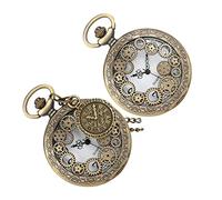 WRITWAA 2pcs Antique Pocket Watch Necklace Pendant Watch for Men Women Classic Roman Dial Design for Steampunk Hanging Classic Occasions