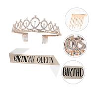 WRITWAA 2pcs Birthday Crown and Letter Printing Sash Rhinestone Party Accessories for Celebrating Special Moments for Birthday Parties