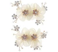 WRITWAA 2pcs Bridal Shoe Clips with Flower Rhinestone Decorations, Reusable Lace and Alloy Material, Elegant Metallic Shoe Accessories for Valentine’s Day Or Wedding Party