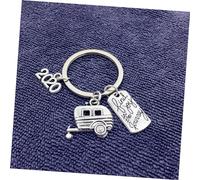 WRITWAA 2pcs Camper Keychain Set Rv Trailer Keyring for Retirement Gifts Durable Key Holder for Boss Coworkers and Friends Enjoy Your Journey