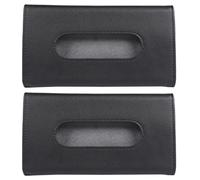 WRITWAA 2pcs Car Visor Tissue Holder PU Leather Sun Visor Napkin Box Car Tissue Dispenser Universal Fit Black for Vehicle Sunshade and Travel