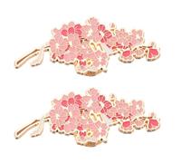 WRITWAA 2pcs Cherry Blossoms Badge Brooch Set Zinc Alloy Metal Lapel Pin with Delicate Craftsmanship and Secure Fit, Retro Floral Look for Sweaters and Teacher Appreciation Gifts