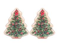WRITWAA 2Pcs Christmas Tree Shaped Metal Candy Tin Boxes, Xmas Themed Biscuit and Candy Storage Containers, Portable Festive Packaging for Holiday Treats and Wrapping