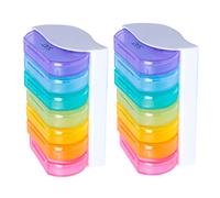 WRITWAA 2Pcs Colorful Mini Pill Box Organiser Portable Medicine Storage Day Weekly Pill Holder with Removable Compartments for Easy Daily Dose Planning Compact and Travel Friendly